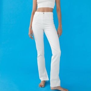 ZARA Split Hem White Jeans NEW WITH TAGS